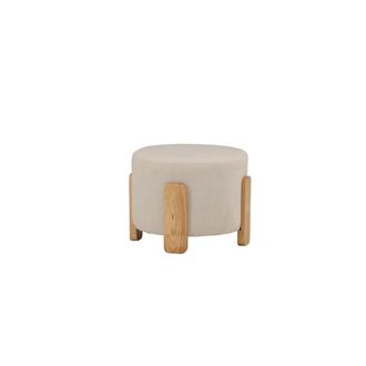 Venture Design Hocker Coffey aus Leinen mit Holz-F&uuml;&szlig;en &Oslash;50cm, beige