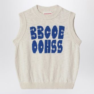 Bobo Choses White m&eacute;lange vest with logo intarsia
