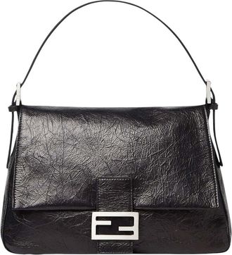 Fendi Black Flap 26325 Large Shoulder Bag