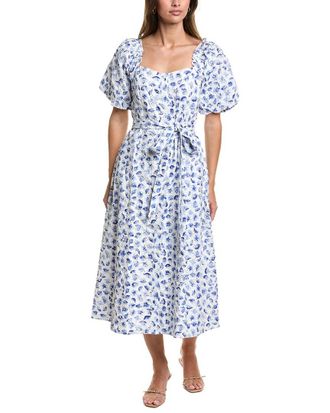 CeCe by Cynthia Steffe Puff Sleeve Sweetheart Neck Midi Dress