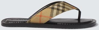 Burberry Burberry Check leather-trimmed thong sandals
