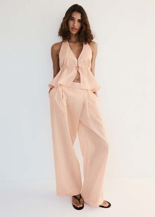 Mango Pantaloni lyocell righe arancione - Donna - 38 - MANGO