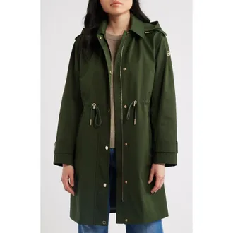 Michael Kors Hooded Trench Coat in Dark Moss at Nordstrom, Size X-Small