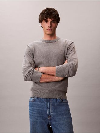 Calvin Klein Jeans Calvin Klein Mens Smooth Cotton Easy Sweater - Grey - 2XL