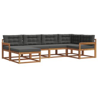 vidaXL Conjunto De Sof&aacute;s De Exterior 6 Pcs Natural Y Antracita Vidaxl