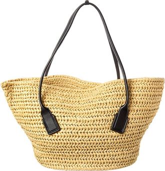 Bottega Veneta Arco Medium Raffia & Leather Basket Tote