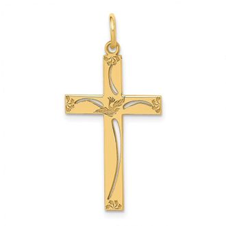 Diamond2Deal 14k Yellow Gold Laser Designed Cross Pendant