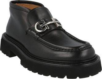 Ferragamo Mens Geffer 2 Gancini Ankle Boots In Black