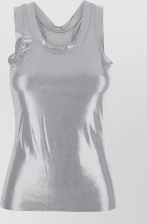 Norma Kamali metallic racerback sleeveless scoop neck top