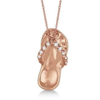 Allurez Flip Flop Shaped Diamond Pendant Necklace 14k in Rose Gold at Nordstrom, Size 18