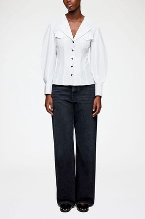 Ganni White Shirt in Cotton - Size 34 Organic