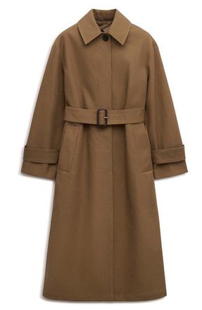 Mango Belted Cotton Trench Coat in Medium Brown at Nordstrom, Size X-Large