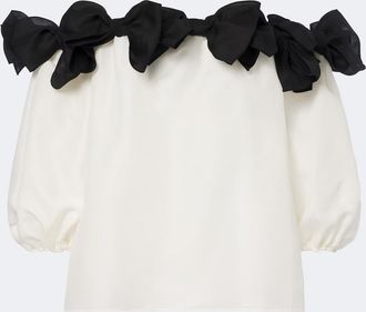 Carolina Herrera Bow-detail off-shoulder silk top
