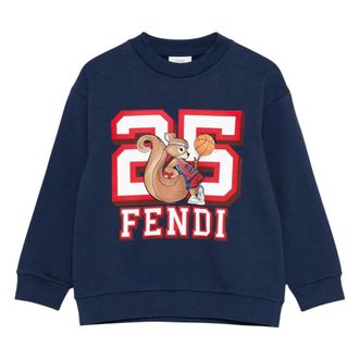 Fendi Squirrel Sweatshirt - male - Fendi - Kids Sweatshirts - Blue - 7 Y - Kids