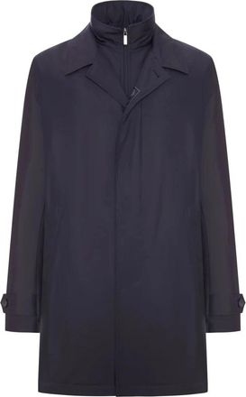 Fay Morning Coat in Technical Poplin - Heren - Mantel - Blauw - 2XL - Katoen - Jassen