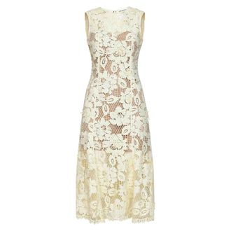 Self Portrait Midi Dresses, female, Yellow, Size: L Crochet Lace Midi Dress