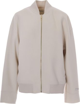 Sportmax Ondata Bianco Bomber Jacket With Knit Detailing
