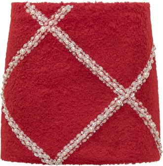 Des_Phemmes Faux Fur Mini Rok met Parels - Dames - Korte rokken - Roze - S - Rokken