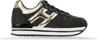 Hogan Glitter Leren Vetersneakers voor Vrouwen - Dames - Sneakers - Zwart - 34 EU - Leer - Schoenen