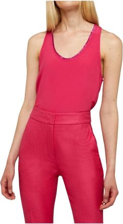 Genny Mouwel Top met Franje Borduursel - Dames - Tops zonder mouwen - Roze - 2XS - Tops
