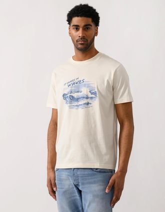 GANT Mens GANT Mens Graphic Short Sleeve T-Shirt - 130 Cream - White - Size: 42