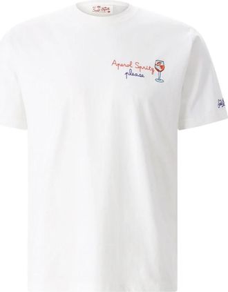 MC2 Saint Barth Geborduurde katoenen T-shirt - Heren - T-shirts - Wit - S - Katoen - Tops