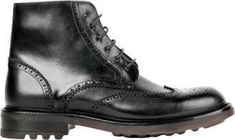 Exton Vienna Enkellaars - Heren - Veterlaarzen - Zwart - 39 EU - Leer - Schoenen