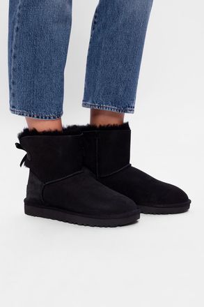 UGG Mini Bailey Bow II Suede Snow Boots, Womens, Black