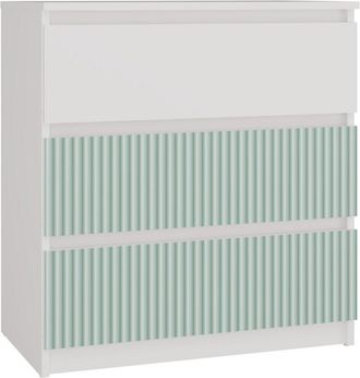 Topeshop Cassettiera M3 Con Frontale Bianco, Verde Menta, Armadio Malwa Arteso, Cameretta Per Bambini Per La Casa