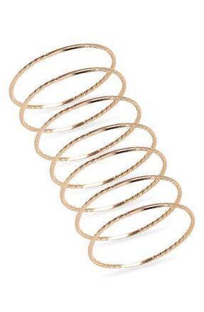 Nordstrom 7-Back Faceted Skinny Ring Stack in Gold at Nordstrom Rack, Size M/l