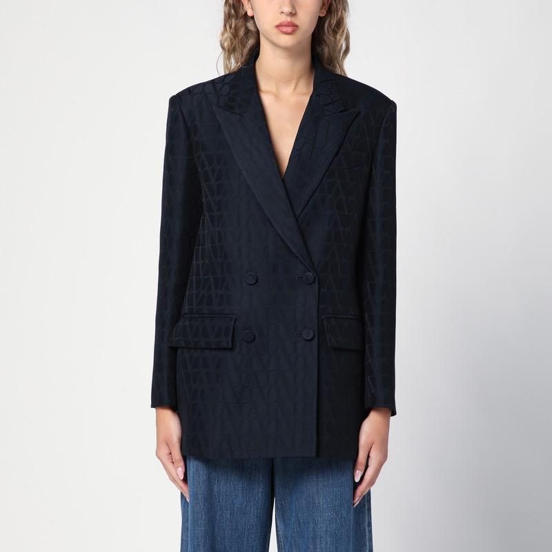 ジャケット Valentino Navy blue double-breasted jacket Toile Iconographe Valentino Navy blue double-breasted jacket Toile Iconographe