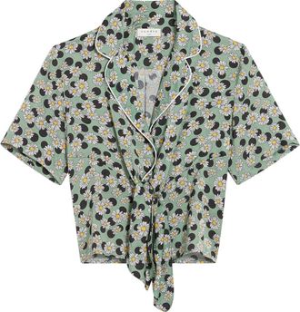 Sandro Print Tie Front Shirt in Multicolor at Nordstrom Rack, Size 4 (Fits Like 10 Us)