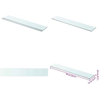 vidaXL Mensole in Vetro Trasparente 2 pz 90x15 cm - Mensola trasparente - Vetro temperato
