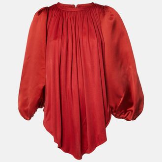 Giambattista Valli Red Silk Jersey Puff Sleeve Mini Dress