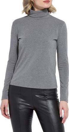 Lyssé ntials Essential Long Sleeve Turtleneck Top in Grey Melange at Nordstrom, Size X-Large