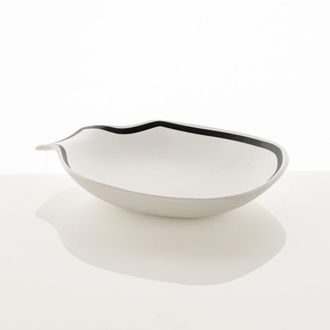 Oresteluchetta Vaciabolsillos cer&aacute;mica blanca y negra 6.5x35x31 cm