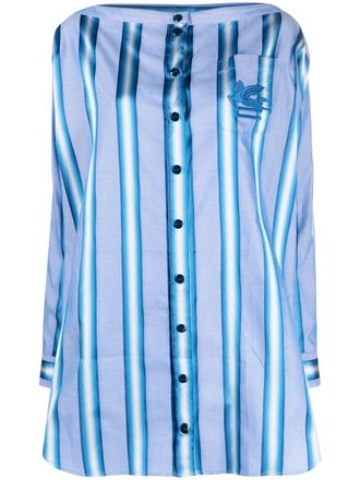 Etro vertical-stripe long-sleeve shirt dress - Blue