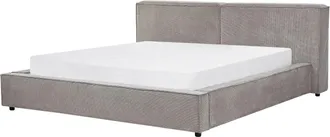 Beliani Beliani - Letto Matrimoniale In Velluto A Coste Con Struttura A Doghe Grigio 180 X 200 Cm Stile Classico Camera Da Letto