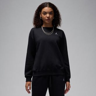 Nike Jordan Womens Jordan Brooklyn Fleece French Terry Crew-Neck Sweatshirt in Black | HJ1353-010