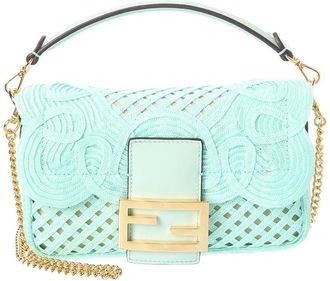 Fendi Fendi Baguette Mini Ribbon & Leather Shoulder Bag