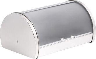 Beliani Panera De Metal De Acero Inoxidable Con Tapa Enrollable 38 X 26 X 19 Cm Plateado Friandise