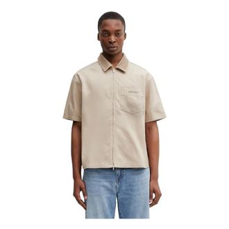 Represent Ramona Zipped Shirt - Heren - Korte mouwen Overhemden - Beige - L - Katoen - Overhemden