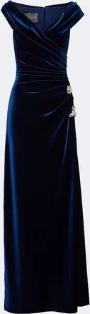 Monique Lhuillier Embellished draped velvet gown