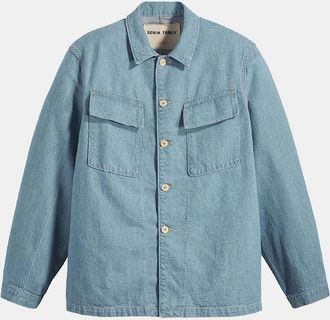 Levi's Mens Solid Patterned Shirt Collar Chest Pocket Shirt Jacket - Blue - Size: 40/Regular