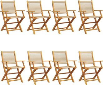 vidaXL Sillas De Jard&iacute;n Plegables 8 Uds Madera Maciza Acacia Beige Vidaxl