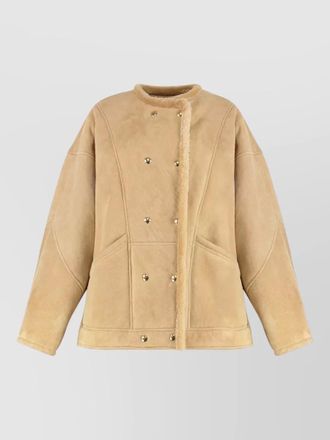 Halfboy shearling jacket button detail front pockets