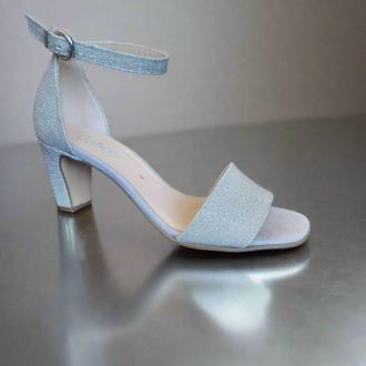 Gabor Womens Strappy Heeled Sandal In Silver Metallic