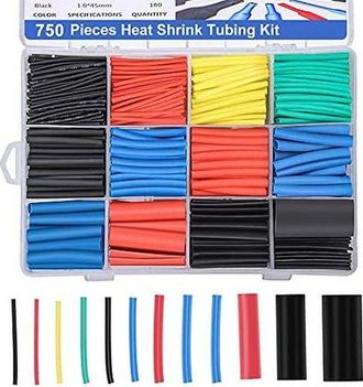 OEM Confezione Da 750 Pezzi Di Guaina Termorestringente, Tubo Per Cavi Termorestringente Elettricamente Isolato, Rapporto Di Restringimento 2:1, 5 Colori,