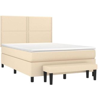 vidaXL Cama Box Spring Con Colch&oacute;n Tela Color Crema 140x190 Cm Vidaxl