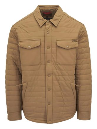 Faherty quilted shirt jacket - men - Recycled Nylon/Recycled Polyester/Elastane - L - Brown